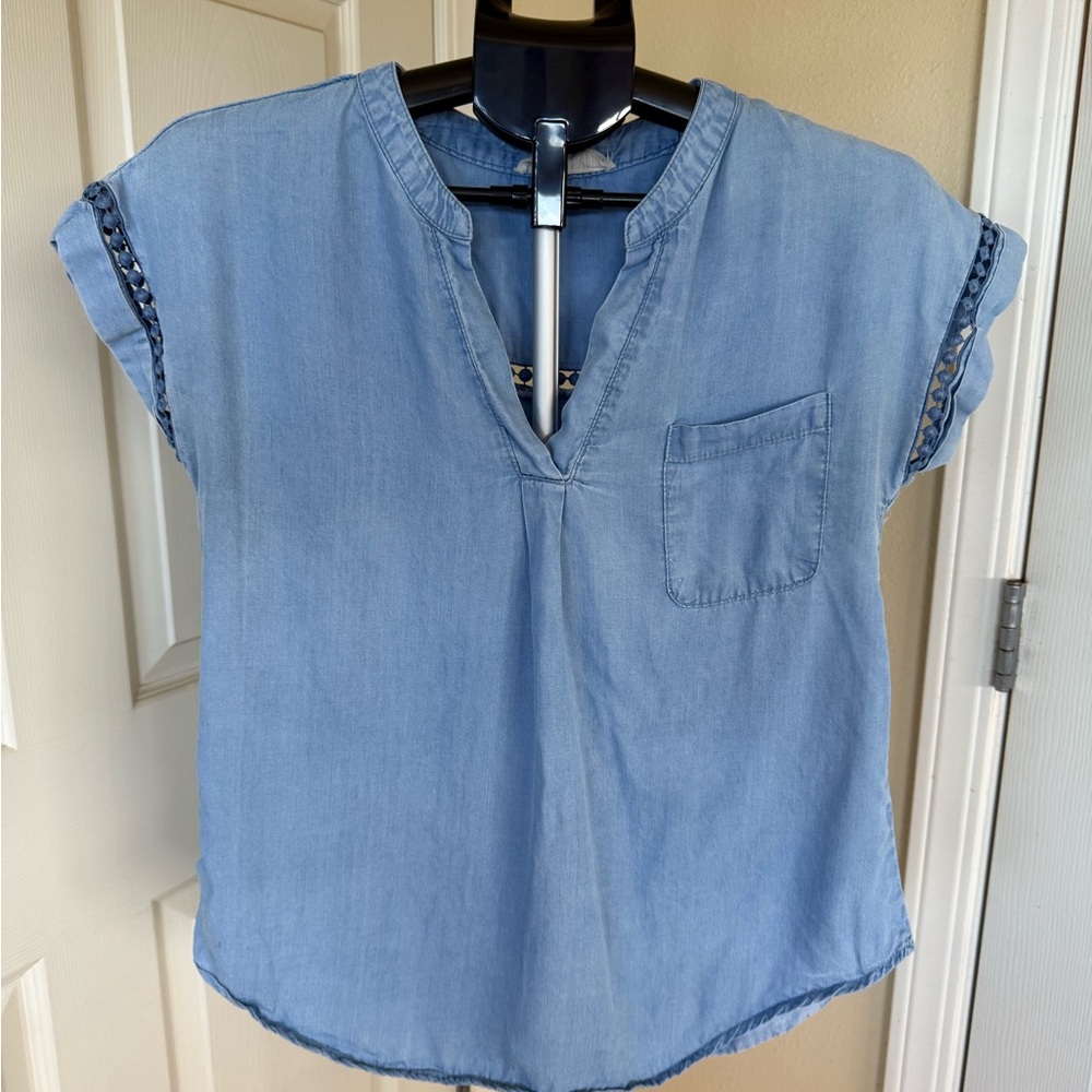 Sweet Wanderer Light Blue Denim Blouse